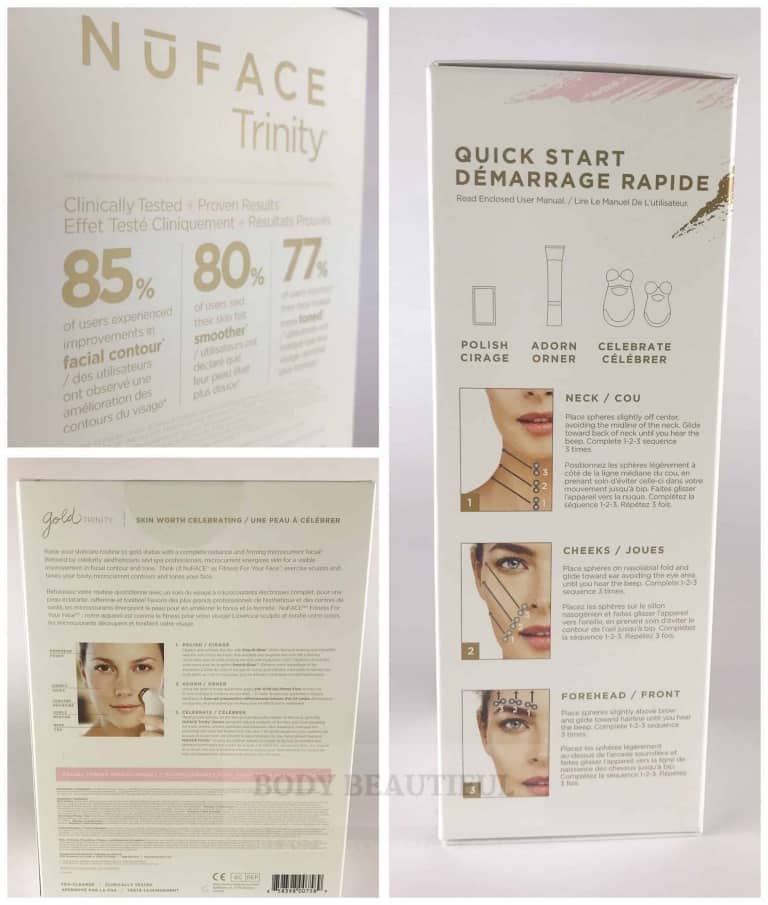 Close up photos of the packaging showing the clear design, print and information on various side.