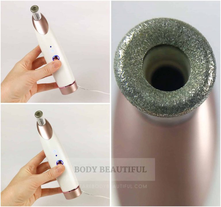 Simple, one-button control on the MiniMD, for 2 suction levels you'll feel as you slide the diamond tip over your skin.
