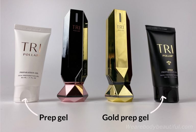 Tube of regular prep gel and the Tripollar STOP Vx device, and the VX device and the special Gold gel.  