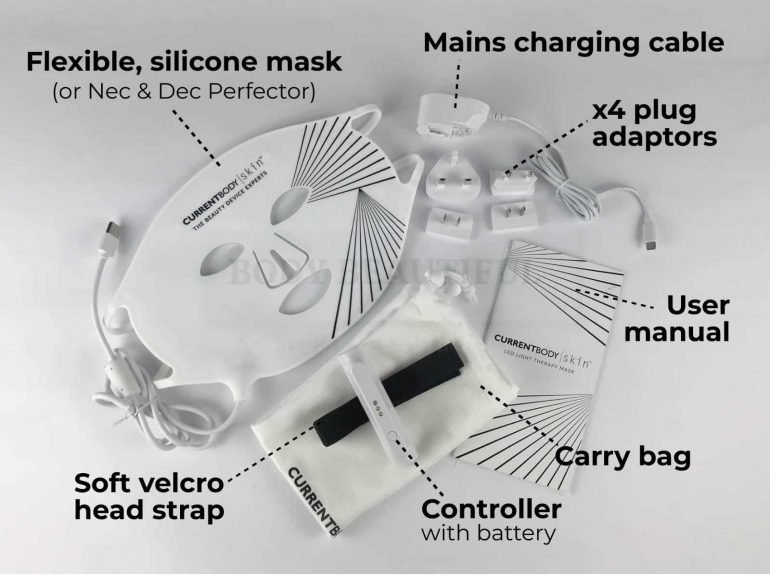 The CurrentBody skin LED light therpay mask kit labelled