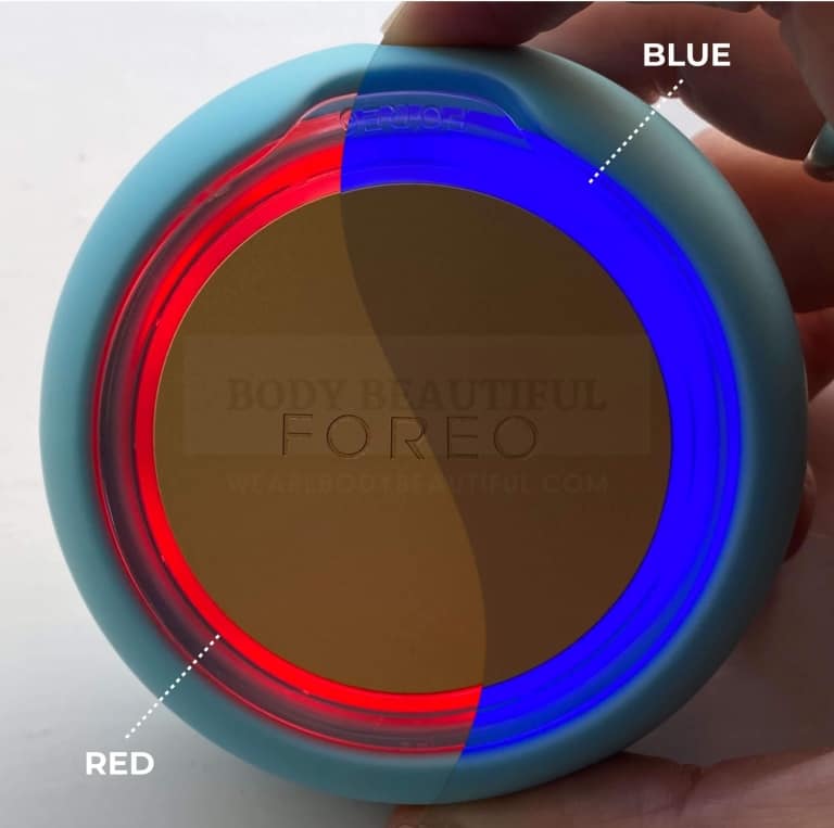 Red and blue LED lights on the FOREO UFO 2 merged into one ring