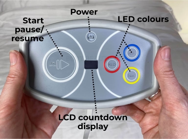The simply touch controls on the Flex MD controller: Power button, start/pause/resume button, x3 LED colours buttons, LCD countdown display